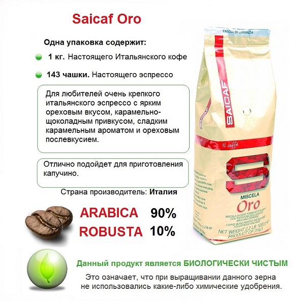 Кофе зерновой 90% Арабика и 10% Арабика